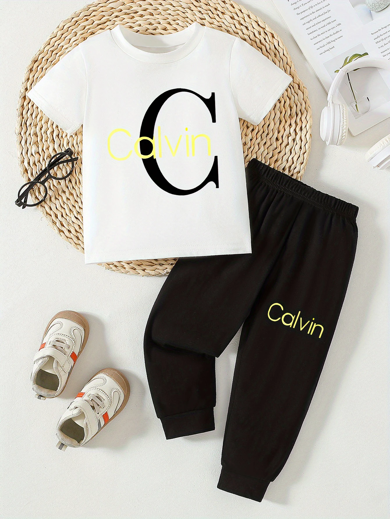 2 pieces: Boys' Summer Casual T-shirt & Pants Set with American Style Capital 