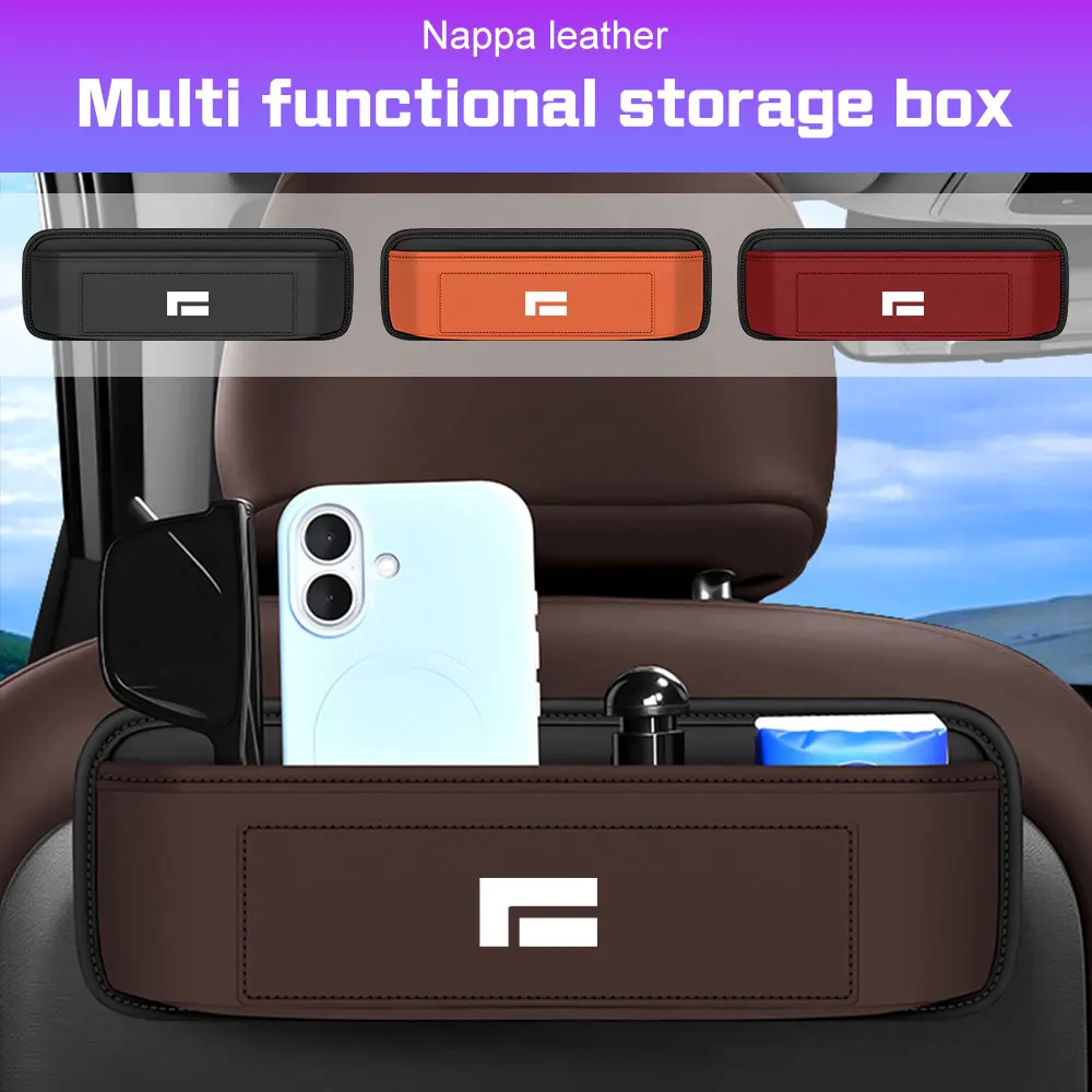 For BAIC JISHI Polestones 01 Rox 2024 2025 2026 Leather Car Storage Box Pocket Sticky Auto Organizer Bag Key Glasses Phone Case