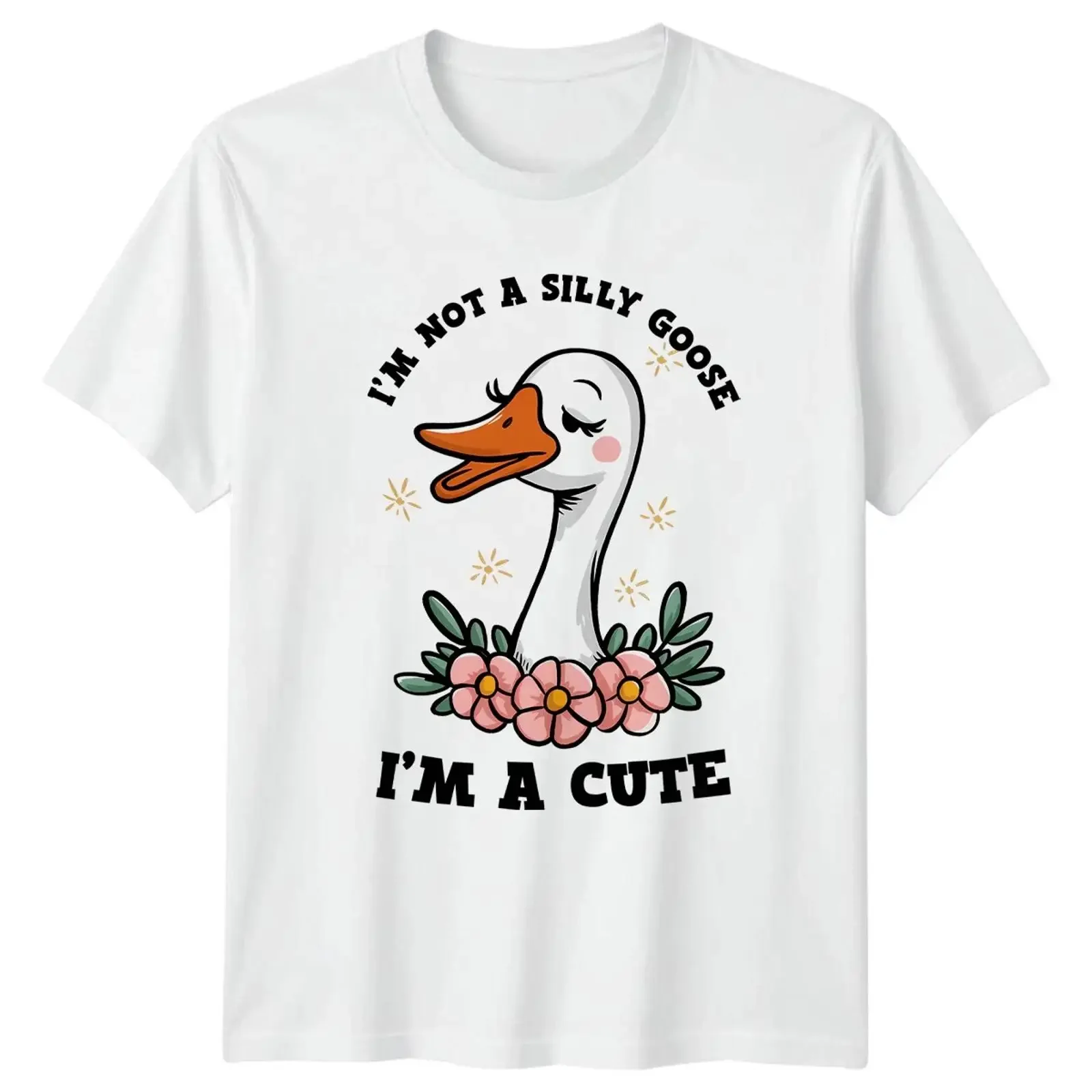 Im Not A Silly Goose Damen-T-Shirt, Bauernhof-Tier-Geschenk für Sie, Vintage-Washed-Streetwear, bequem, lässig