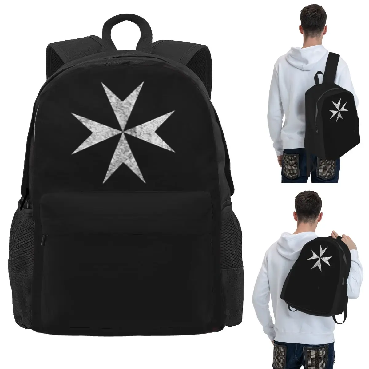 

Maltese Cross Knights Hospitalier Malta Crusades Student Backpack School Bag Hiking Travel Daypack Bookbag Shoulder Bags