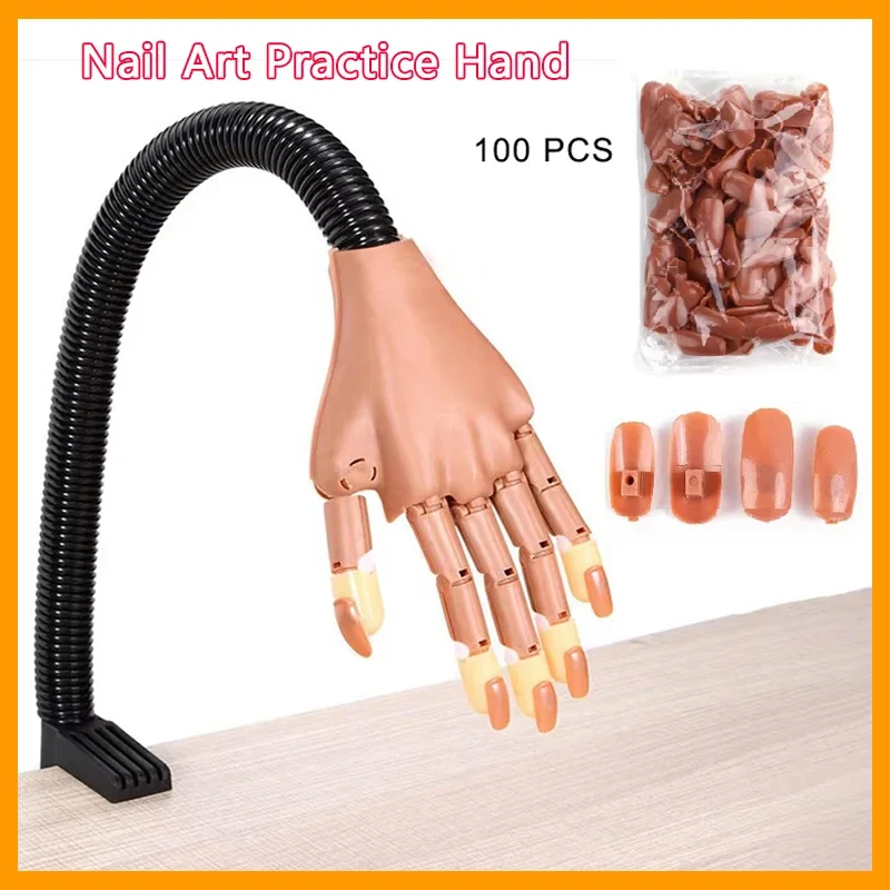 

Практика дизайна ногтей, ручная маникюрная практика, акриловые типсы для пальцев с 100 шт., накладные ногти, оборудование для тренировки ногтей, инструменты