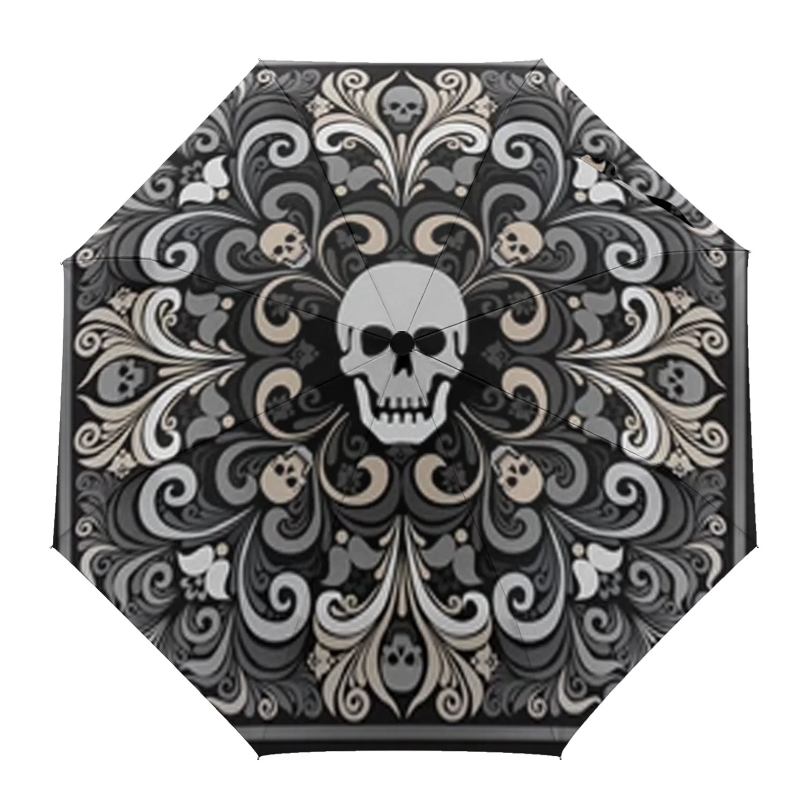 Flower And Skull Bandana Automatic Umbrella Portable Folding Sunny and Rainy Umbrella Women Parasol Umbrella