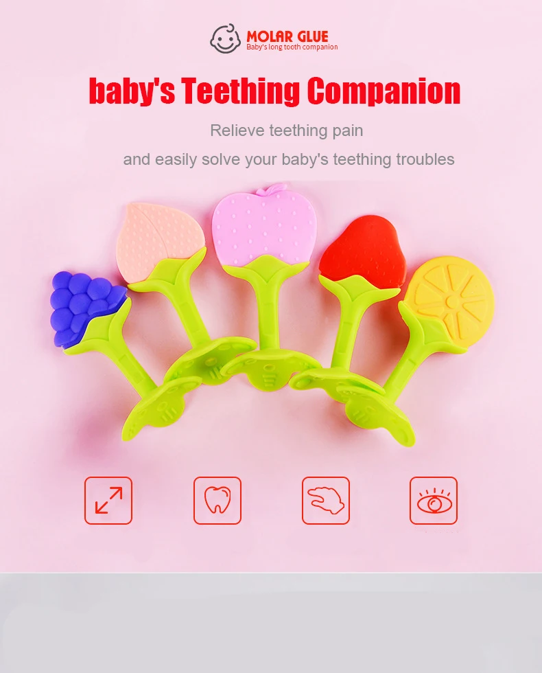 Teething Baby Toy Silicone Teether for Teeth Babies Accessories Newborn Fruit Sucking Chew Toys For Newborn Baby BPA-Fre Gift