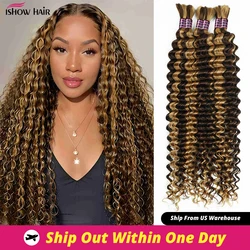 Highlight P4/27 Deep Wave Bulk Human Hair For Braiding 100% Remy Curly Human Hair Extensions Brazilian Braiding Hair Bundles