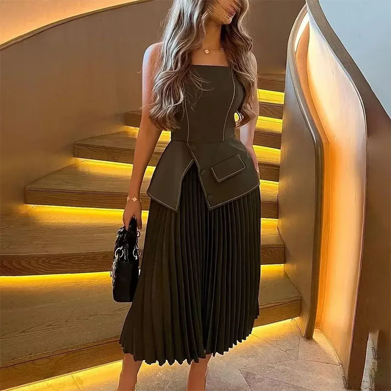 

Green Square Neck Evening Dresses Button Pleated Dubai Formal Occasion Prom Dresses Customized robes de soirée