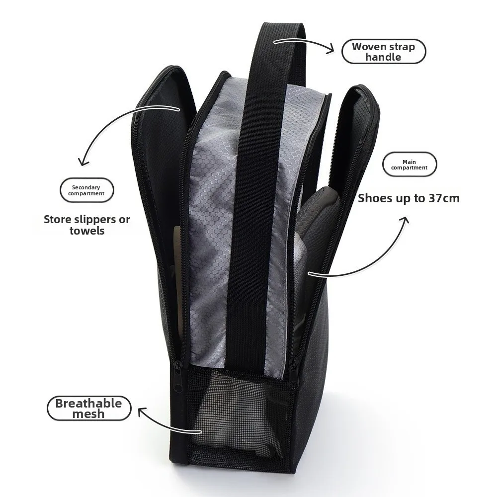 

Polyester Shoes Portable Handbag Solid Color Double-layer Pocket Sneakers Storage Bag Dust-proof Anti-splash Water