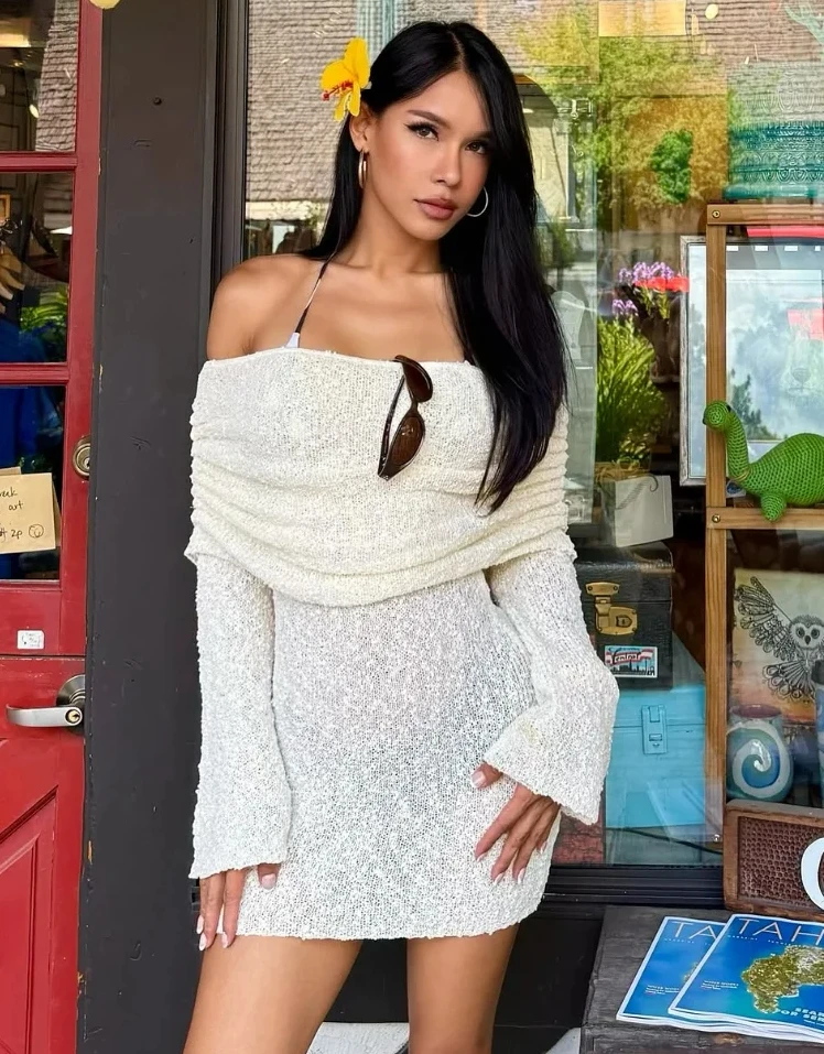 

Новое женское шерстяное платье с открытыми плечами, без рукавов, с открытой спиной, плиссированное, с эффектом прозрачности, с завышенной талией, короткое, праздничное