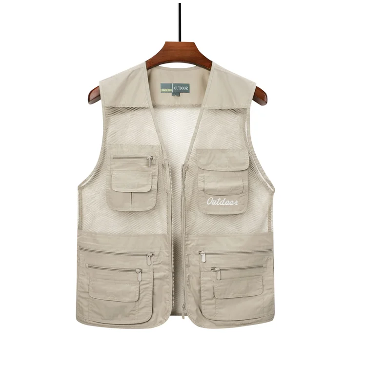Summer  outdoor hiking thin mesh vest for men with multiple pockets, fishing vest, casual vest, hollowed photography Vest Jacke