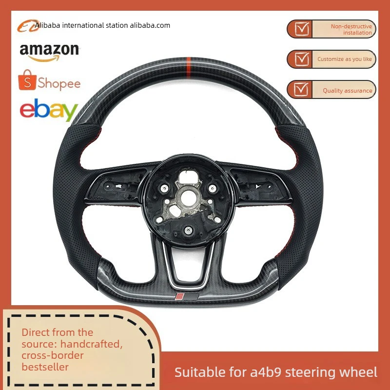 Suitable for Audi RS standard A4B9 semi-punched red line Carbon fiber no button no pick with red correction mark