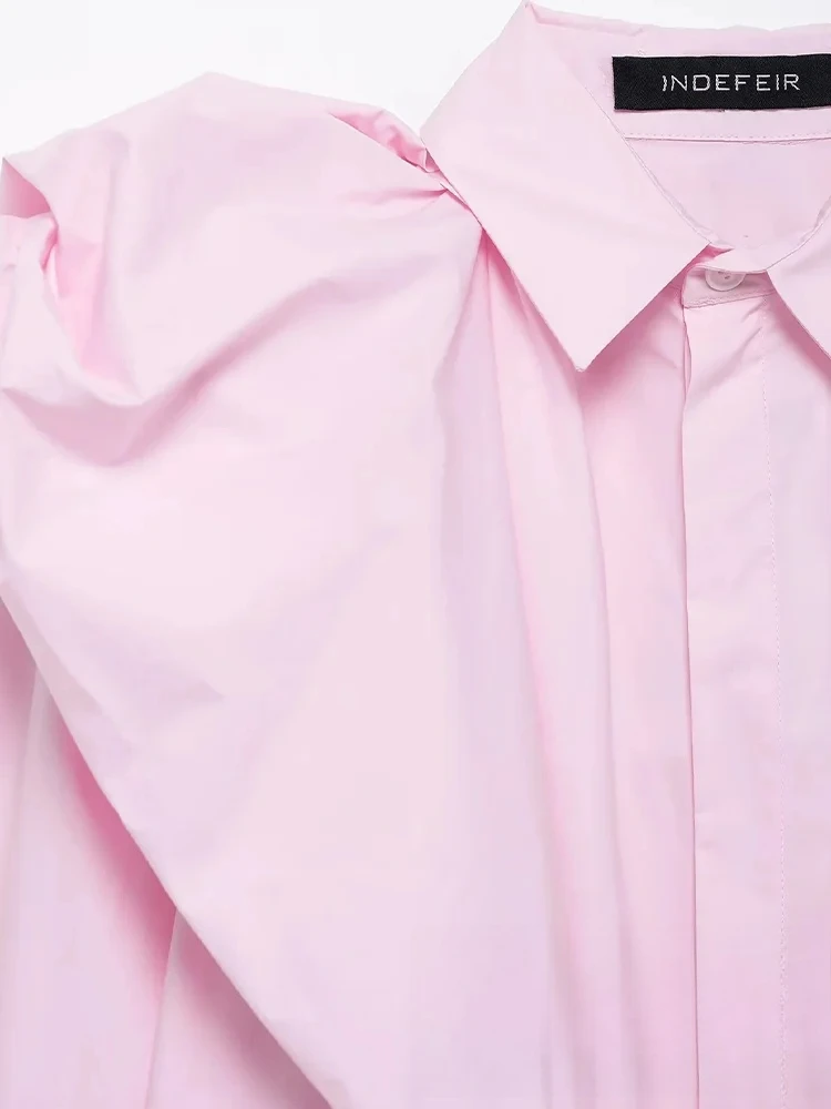 KONDALA Casual Chic Solide Frauen Shirts Flauschigen Schultern Einreiher Lose Bluse Mode 2025, Frühling Sommer Shirts Tops