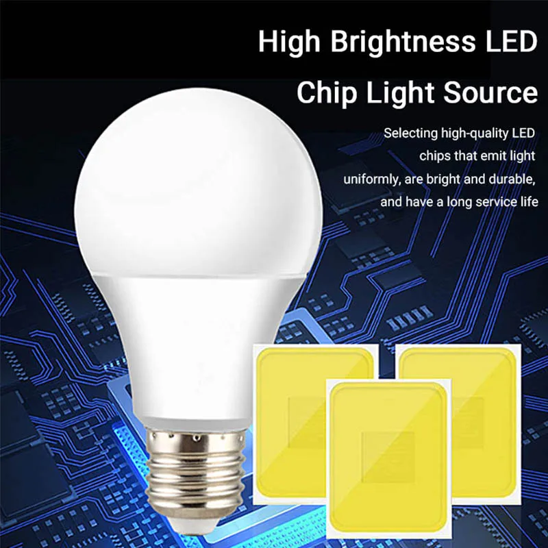 Led Bulb Super Bright Bulb Plastic Coated Aluminum Energy-Saving Bulb E27 Screw Eye Protection Workshop Lighting Bulb AC110-220V