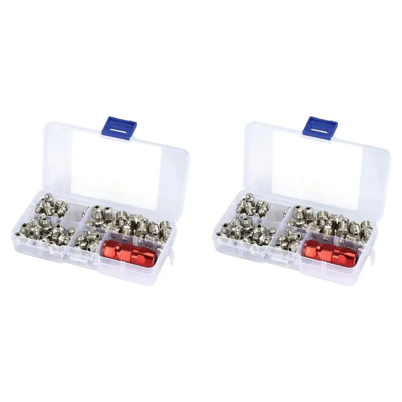 M12K-122Pcs Grease Fitting Pack M6/M8/M10 Metal Nipple Mechanical Lubrication Part Grease Nipple Fitting Assortment Kits
