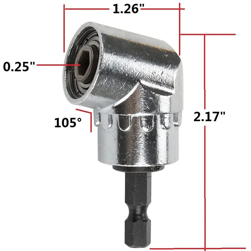 1pc extensão de broca de ângulo reto de 105 graus 1pc 1/4 Polegada suporte de soquete de extensão de ângulo de 105 graus