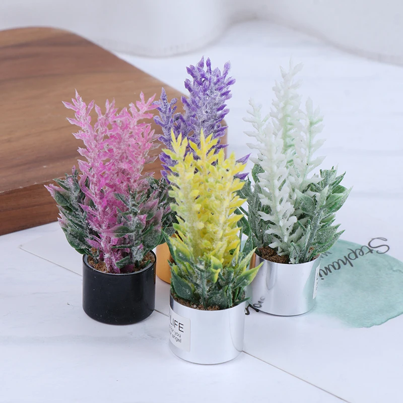 Mini Flower Potted For Green Plant In Pot Simulation Plants 1:12 Dollhouse Miniature Doll House Furniture Home Decoration