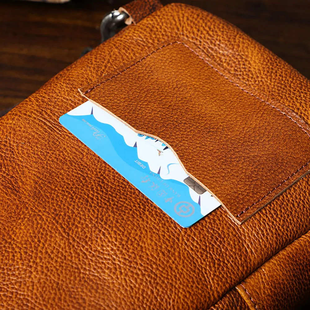 S.WORKER Handgefertigte Herren-Brusttasche aus Vollnarbenleder, Modische Umhängetasche für Telefon und Schlüssel – Detail 13