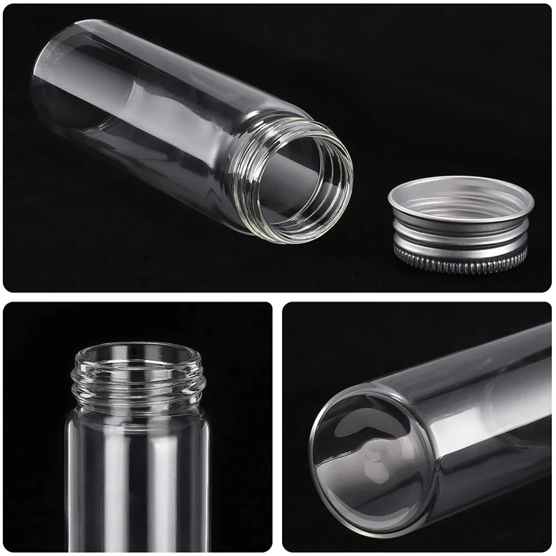 Garrafas De Vidro Com Tampas De Parafuso De Prata De Alumínio, Recipientes De Presente De Comida Líquida, Transparente, Vazio, 5ml-30ml, Selado, 5Pcs