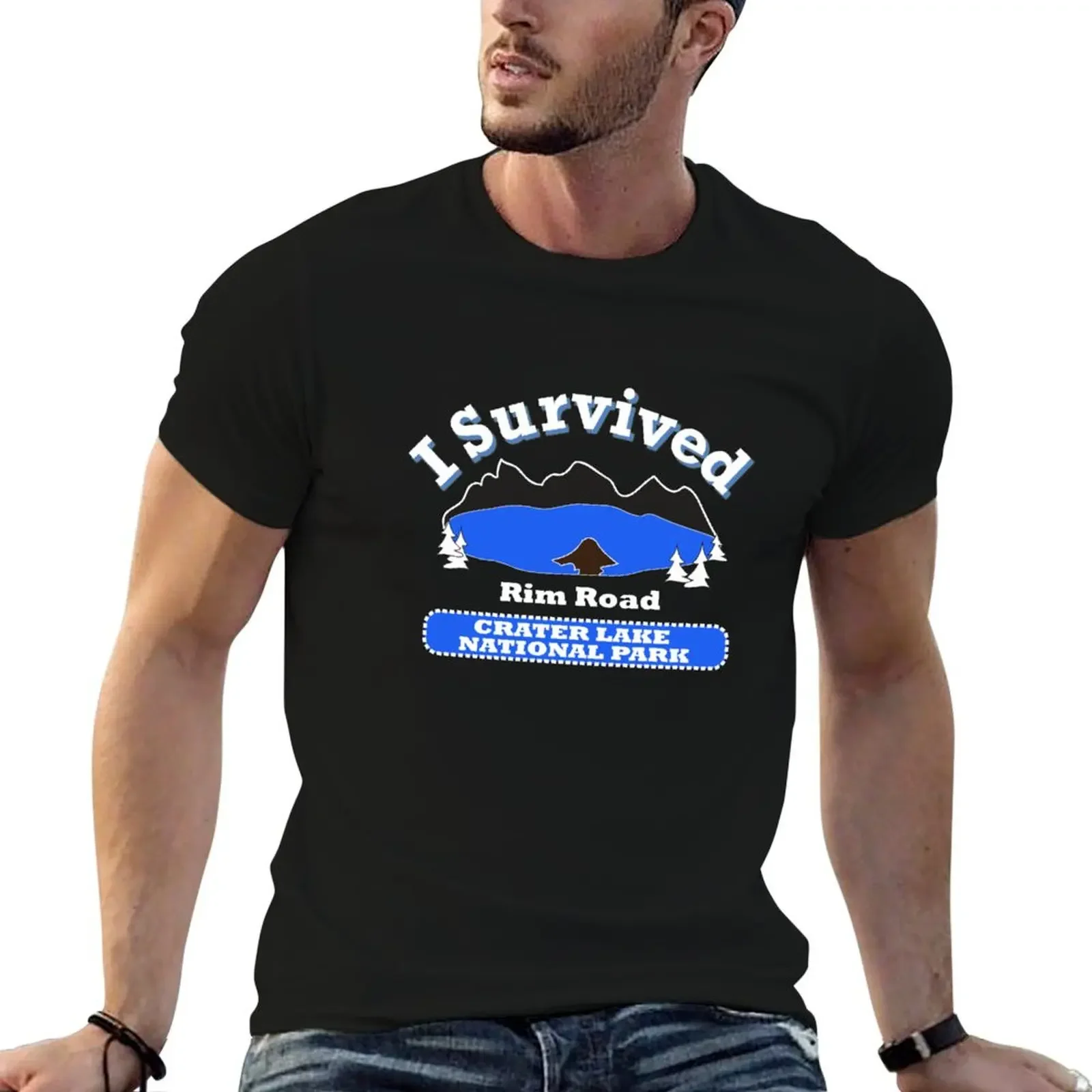 

I Survived Rim Road, Crater Lake National Park T-Shirt anime for a boy Men's clothing