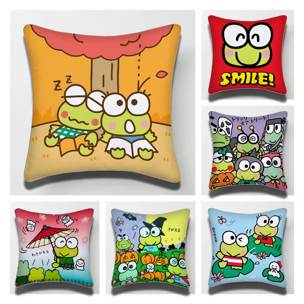 Sanrio KEROKEROKEROPPI Pillow Covers Cartoon Sofa Decorative Home Double-sided Printing Short Plush Cushion Cover Christmas gift