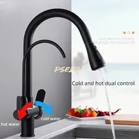 Kitchen Pull-out Cold and Hot Faucet Sink Water Purifier for Direct Drinking Three-in-one Rotating Telescopic Faucet