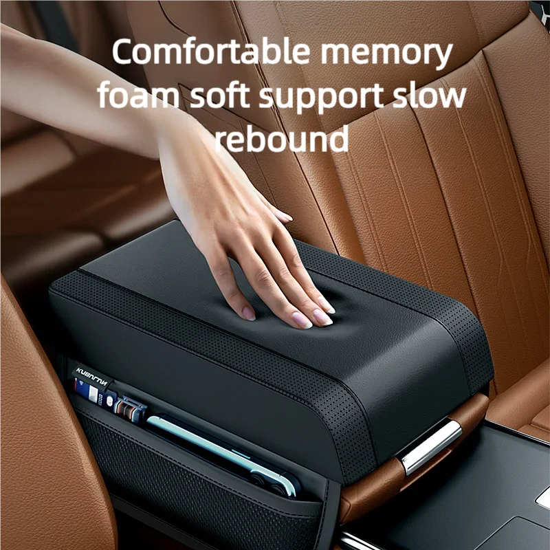 مسند ذراع السيارة صندوق ارتفاع وسادة جلدية مسند الذراع وسادة مع جيب الذاكرة المركزية القطن الكوع دعم مسند الذراع التخزين العالمي #3