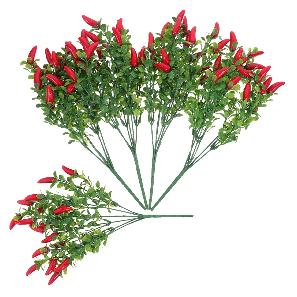 

5 Pcs Simulated Pepper Tree Faux Plant Artificial Chili Bouquet Simulation Party Decoration Decorations Small Red Fruit