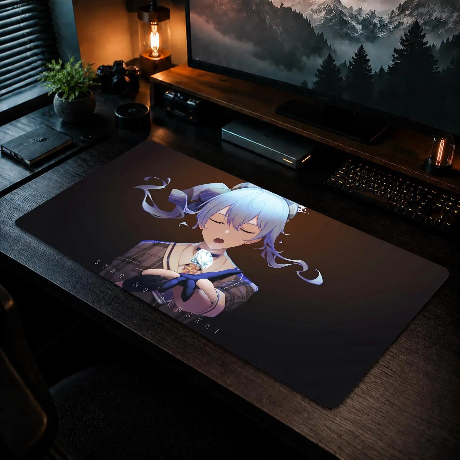 Hoshimachi Suisei Mauspad, Gaming-Büro, rutschfeste Schreibtischunterlage, DIY-Mauspad, große Gaming-Tastatur, Overlock