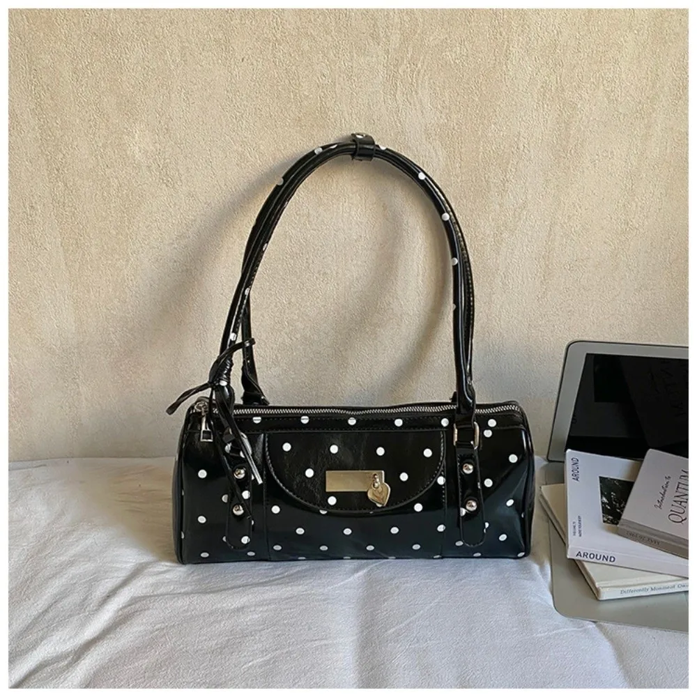 Süße Schultertaschen mit Polka-Dots-Design, PU-Leder, Reißverschluss, große Kapazität, Damenhandtasche