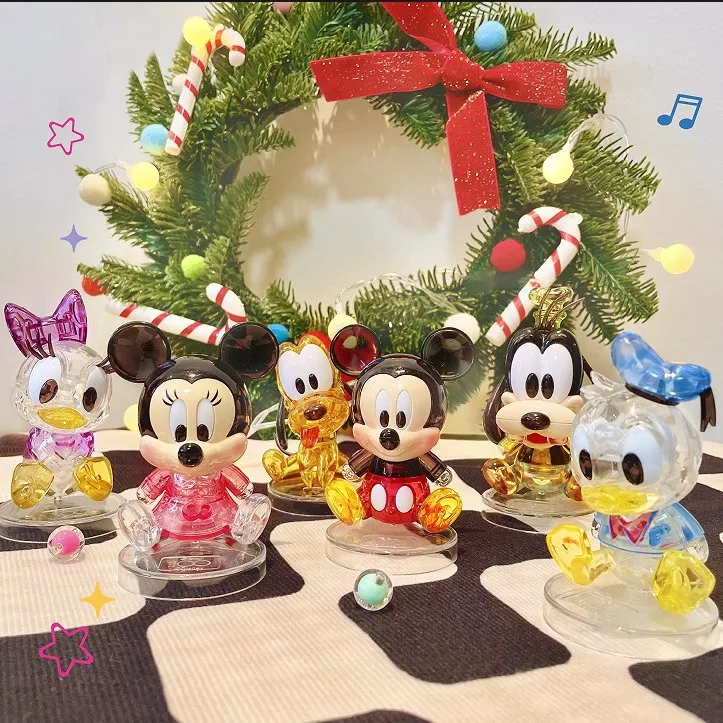 

MINISO blind box genuine Disney Q cute Mickey family crystal building block mystery box splicing ornament surprise gift toy