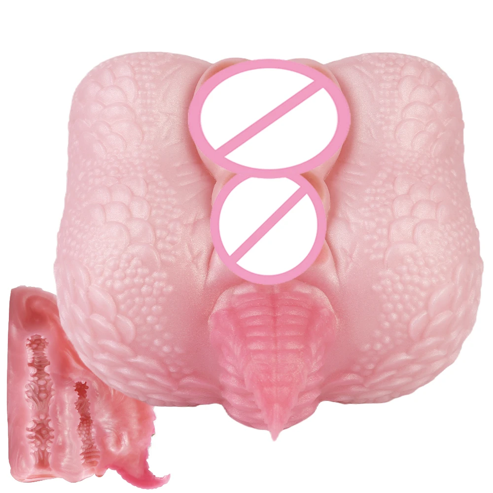 GEEBA Fantasy Dual Channel Male Masturbator Silicone Big Butt Inverted Mold Pocket Pussy Men's Penis Stroker Adult18+ Sex Toys