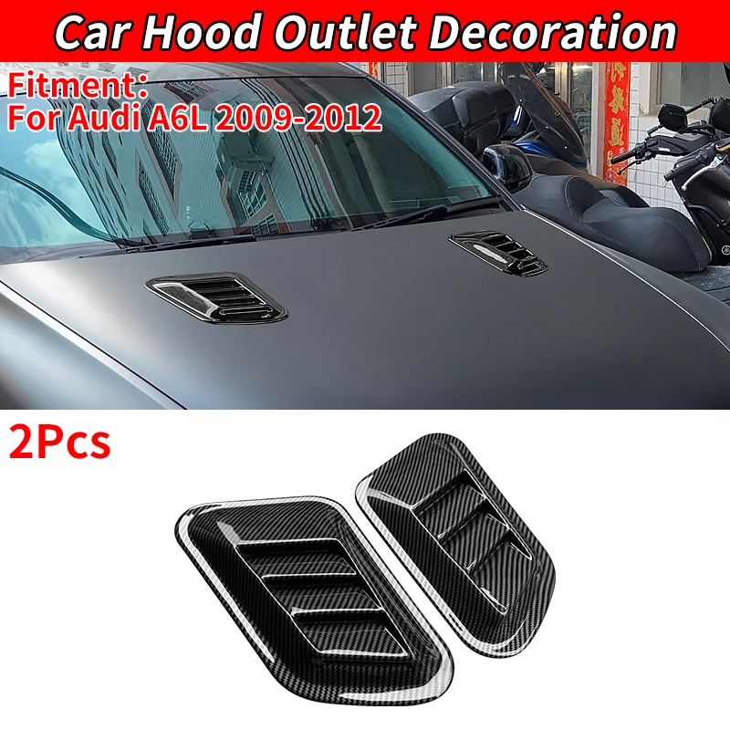 

For Audi A6 2009-2012 Car Decorative Air Flow Intake Scoop ABS Bonnet Vent Cover Hood Sticker Car Styling Accessories Black