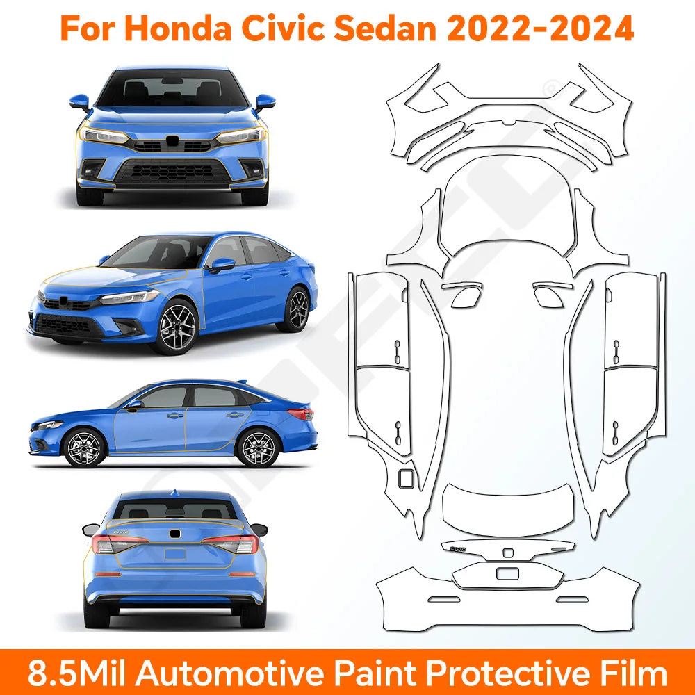 

Pre Cut For Honda Civic Sedan 2022-2024 TPU Car Paint Protection Film Car Body Anti-Scratch Sticker Repair Film PPF Kit