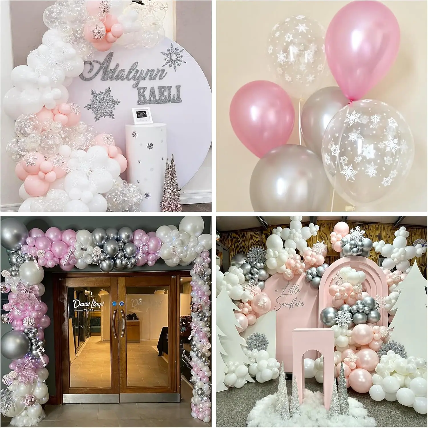 الوردي والفضي بالون 30.48 سنتيمتر الشتاء Onederland ندفة الثلج بالون اللؤلؤ الوردي الأبيض الفضة معدن اللاتكس بالون حفلة مناسبة لعيد الميلاد المجمدة العجائب فتاة عيد ميلاد الطفل دش الديكور #6
