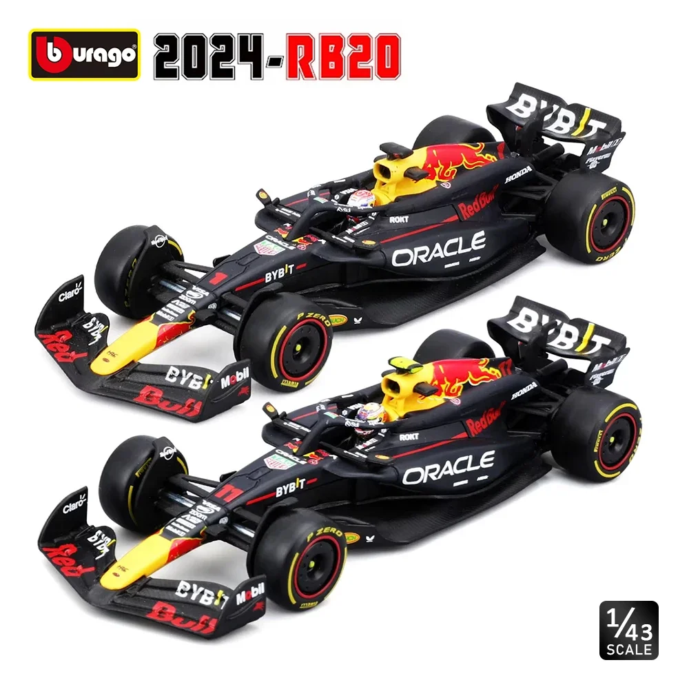 Bburago 1:43 Red Bull F1 RB20 1 Verstappen 11 Perez 2024 Oracle Alloy Diecast Formula Racing Model Collection Gift Toy