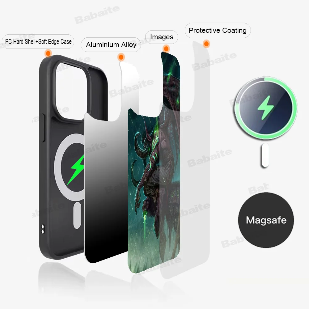 W-Warcraftes Phone Case Magnetic Case For iPhone 16 14 13 12 11 15 Pro Max Plus For Magsafe Wireless Charge Cover