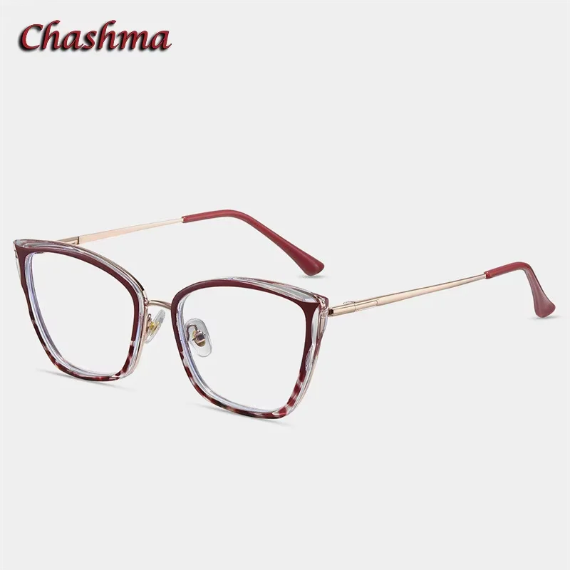 Chashma Women Cat Eye Glasses Frame TR 90 Light Weight Flexible Eyewear for Optical Prescription Lenses Lady Spectacle