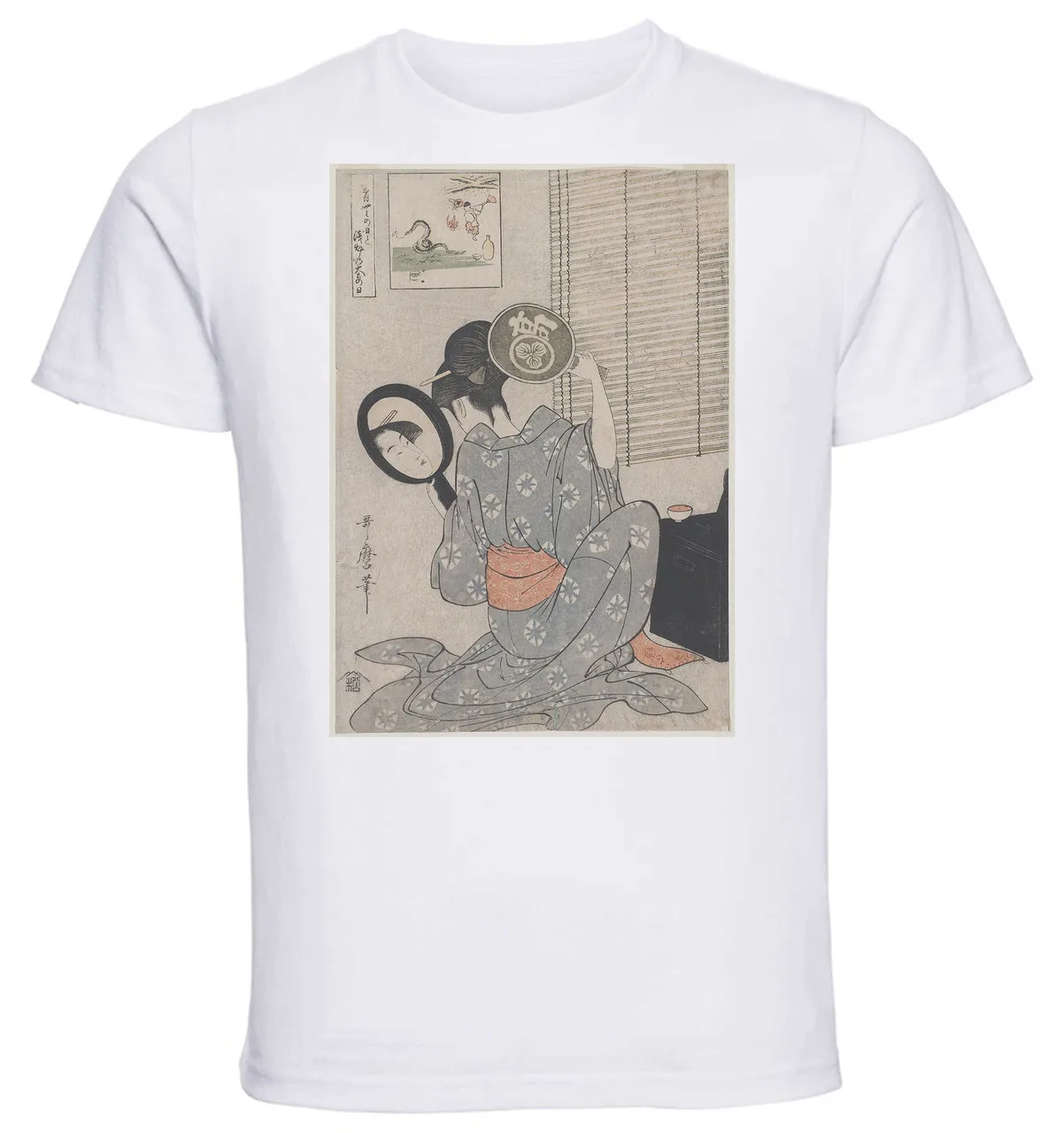 T-shirt Unisex White Ukiyo-e Utamaro Takashima Ohisa 07