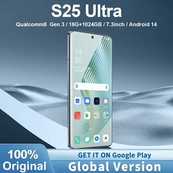 New S25 smartphone 5G 7.3-inch high-definition Android14 Snapdragon 8gen3 10core dual SIM phone 7800mAh unlocking mobile phones