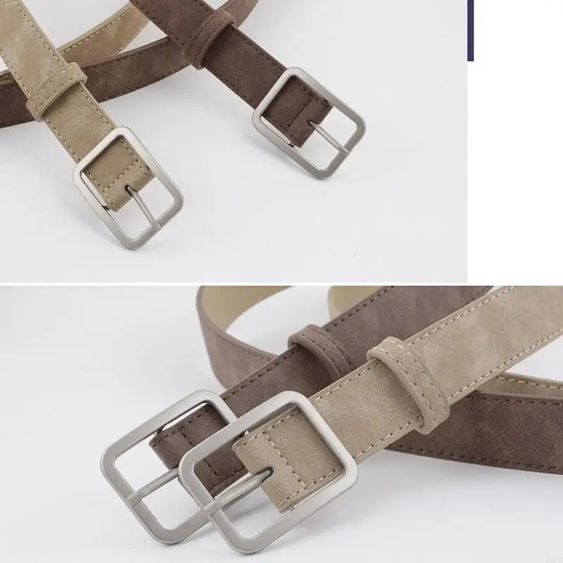 حزام عصري بإبزيم مربع الشكل وحزام من الجلد الصناعي هدية مثالية