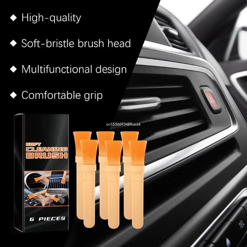 6Pieces Car Detailing Brush Soft Bristle Brushes For Safe Paint Protections