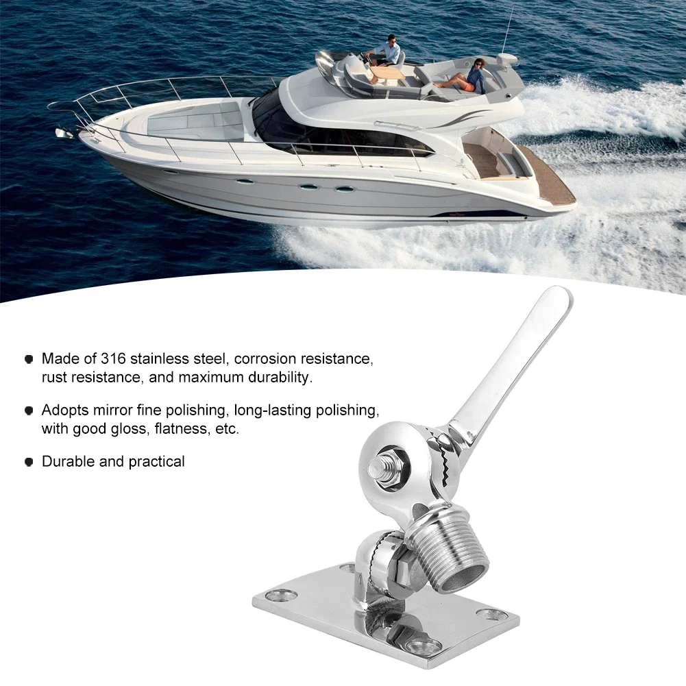 

38mm/1.50in 316 Stainless Steel Marine VHF Antenna Dual Axle Adjustable Base Mount Aerial Base