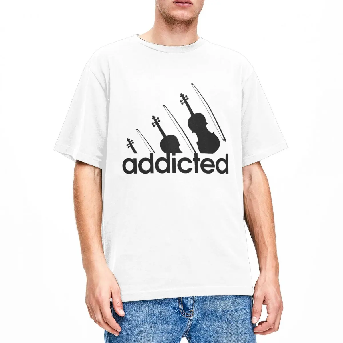 Crazy Music Violin Addicted T Shirt Men Women's 100% Cotton Gift For Violin Player Fan Lover Tees Shirt New Arrival Clothes