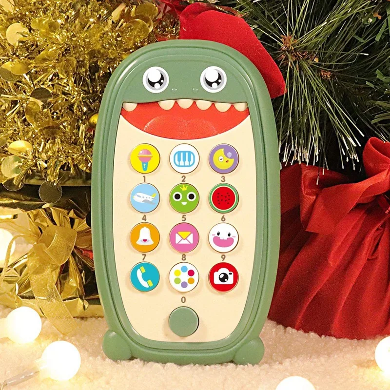 Dinosaur Phone Toy For Babies With Removable Soft Teether Case Lights Music Adjustable Volume For Toddlers 18+ Months