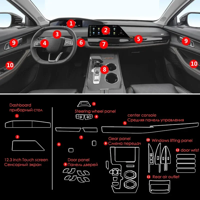 

TPU Transparent Film for Changan UNIK UNI K Car Interior Protection Stickers Center Control Navigation Gear Panel Accessories