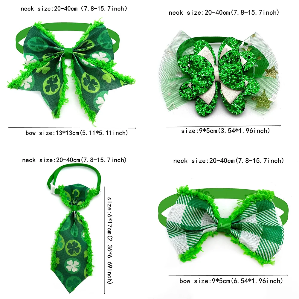 50pcs New ST Patrick's Pet Dog Bowties Small Dog Collar Lucky Clover Style Holiday Dog Grooming Neckties Bowtie Pet Supplies