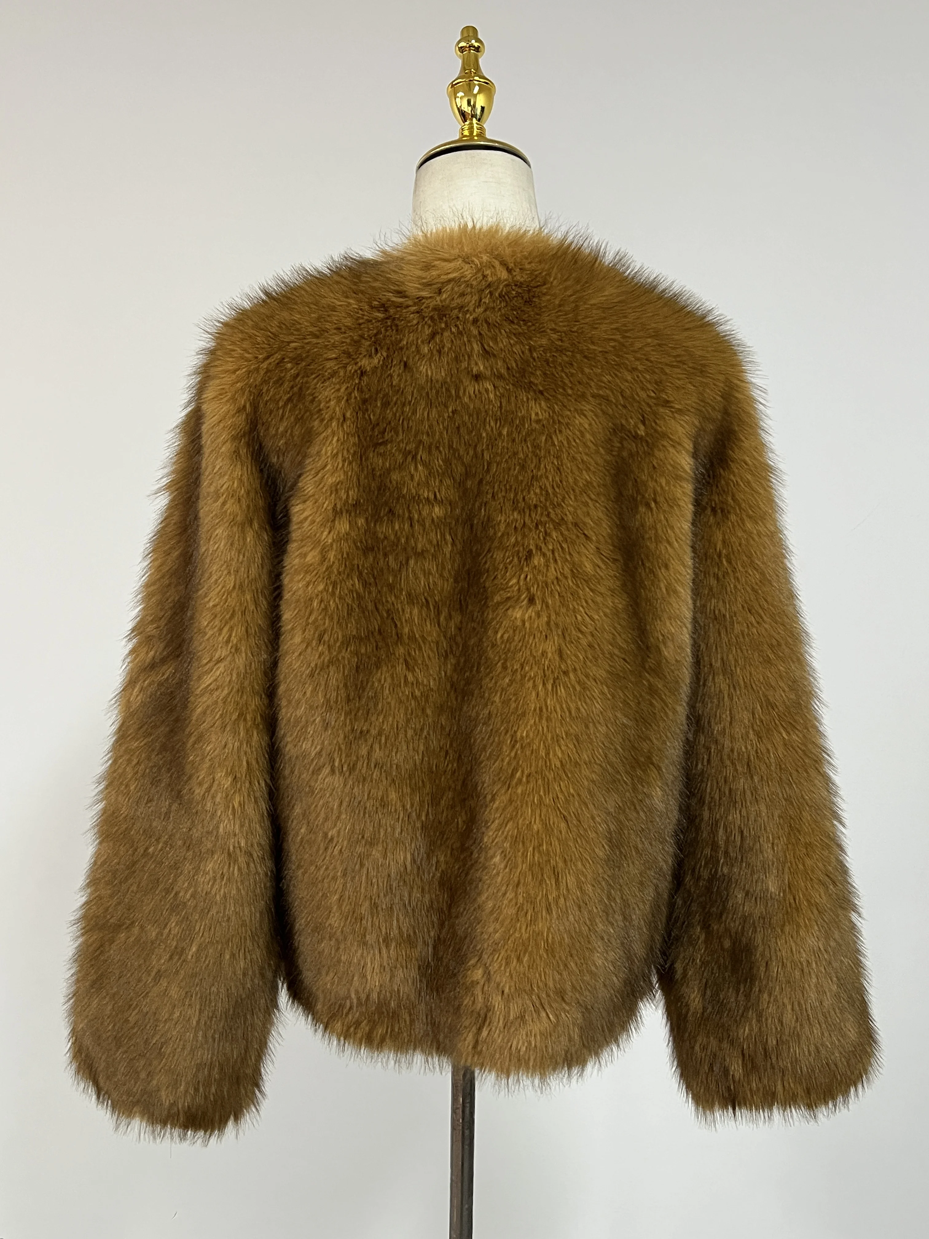 Женское цельнокрасное пальто из искусственного меха лисы в европейском и американском стиле, роскошная элегантная верхняя одежда по индивидуальному заказу, куртка насыщенных цветов, натуральная