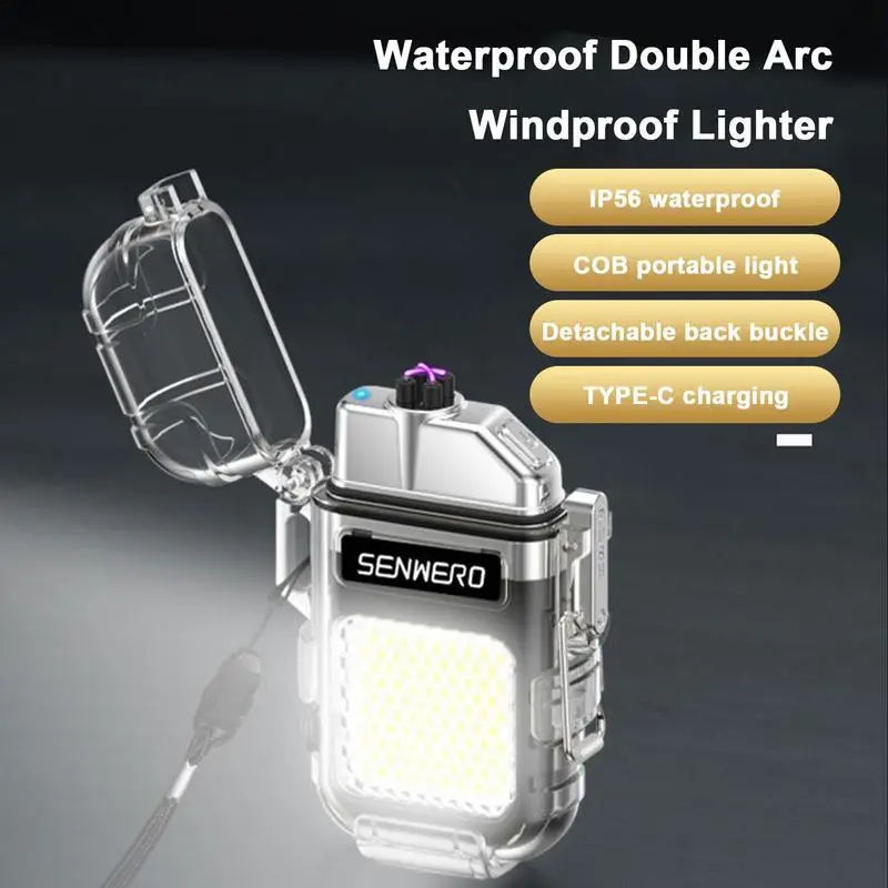 USB Rechargeable Lighters COB Electric Torch Transparent Waterproof Lighter Outdoor Camping Windproof Lighter