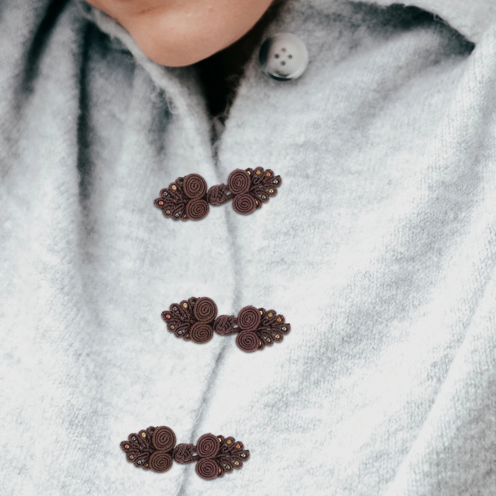 

10 Pcs Black Cheongsam Buttons Chinese Knots Sewing Accessories Polypropylene Material Non Fading Long Lasting Clothing