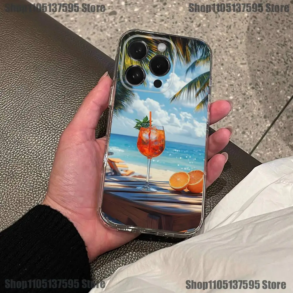 Etui na telefon Aperol Spritz Art do iPhone'a 17, 16, 15, 14, 13, 12, 11 Pro, Max, Plus, X, XS, XR, SE4, E Mini, przezroczyste, miękkie.
