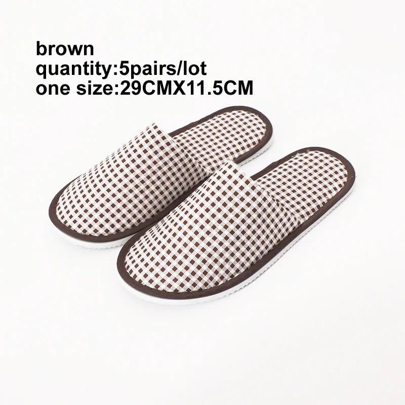 Free Shipping 5Pairs/Lot Colorful Travel Family Beauty Salon Hotel Anti-slip Party Guest EVA Disposable Plaid Slippers