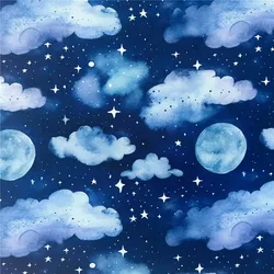 Clouds, moon, stars, sky 100% Cotton Fabric Material Patchwork Sewing Fabrics Quilt Needlework DIY Cloth baby mask Material